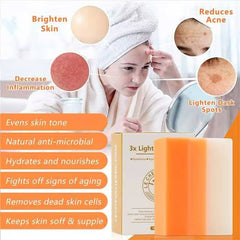 3X Lightening Soap(3 Bars) Clear acne scars, Eliminates Pimples and Blackheads, and Hydrating.