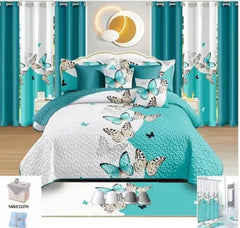 King Size Quilt 26 Pieces Winter Blanket, Bedspread, Bedsheet, Fitted Sheet, Curtains, Pillow Cases...