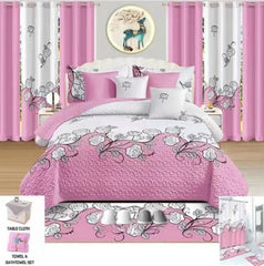 King Size Quilt 26 Pieces Winter Blanket, Bedspread, Bedsheet, Fitted Sheet, Curtains, Pillow Cases...