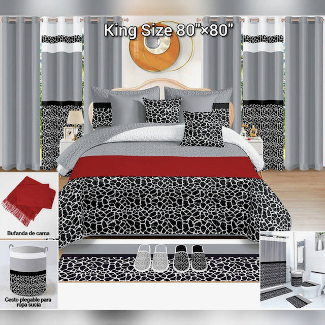 King Size Quilt 12 Pieces Winter Blanket, Bedspread, Bedsheet, Fitted Sheet, Curtains, Pillow Cases...