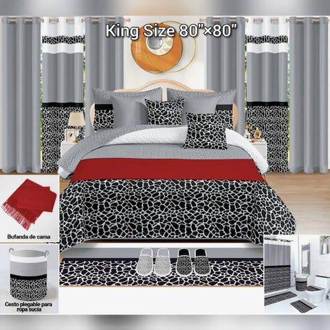 King Size Quilt 26 Pieces Winter Blanket, Bedspread, Bedsheet, Fitted Sheet, Curtains, Pillow Cases...